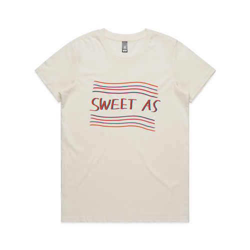 Sweet As Tee by Lonely Kids Club. All clothing from our T-shirts to our shorts and hoodies are ethically made, and printed packed and shipped from Sydney.