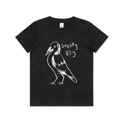 Swoopy Boy Kids Tee by Lonely Kids Club. All clothing from our T-shirts to our shorts and hoodies are ethically made, and printed packed and shipped from Sydney.