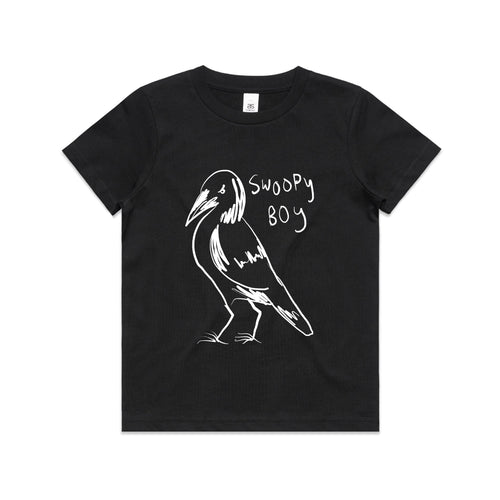 Swoopy Boy Kids Tee by Lonely Kids Club. All clothing from our T-shirts to our shorts and hoodies are ethically made, and printed packed and shipped from Sydney.