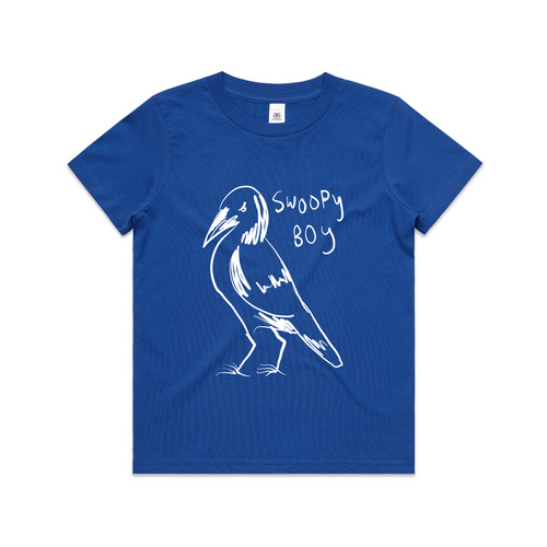 Swoopy Boy Kids Tee by Lonely Kids Club. All clothing from our T-shirts to our shorts and hoodies are ethically made, and printed packed and shipped from Sydney.