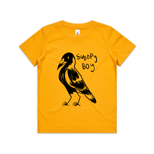 Swoopy Boy Kids Tee by Lonely Kids Club. All clothing from our T-shirts to our shorts and hoodies are ethically made, and printed packed and shipped from Sydney.