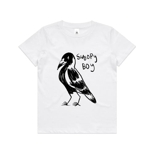 Swoopy Boy Kids Tee by Lonely Kids Club. All clothing from our T-shirts to our shorts and hoodies are ethically made, and printed packed and shipped from Sydney.