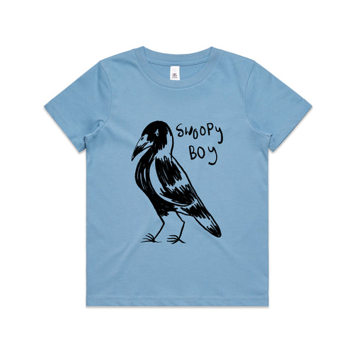 Swoopy Boy Kids Tee by Lonely Kids Club. All clothing from our T-shirts to our shorts and hoodies are ethically made, and printed packed and shipped from Sydney.
