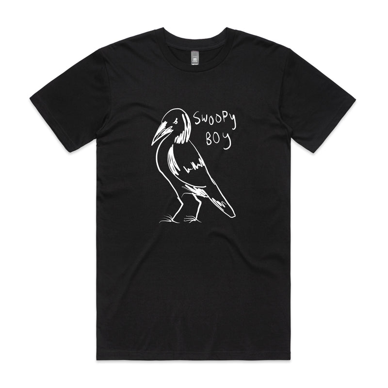 Swoopy Boy Tee — funny Australian magpie t-shirt by Lonely Kids Club, printed in Sydney