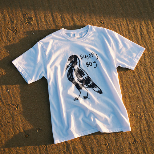 Swoopy Boy Oversized Tee by Lonely Kids Club. All clothing from our T-shirts to our shorts and hoodies are ethically made, and printed packed and shipped from Sydney.