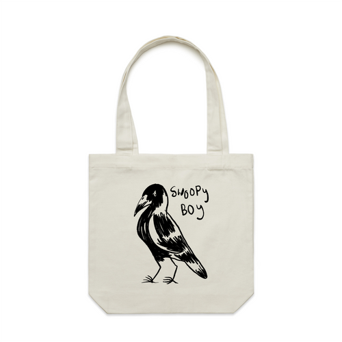 Swoopy Boy Tote by Lonely Kids Club. All clothing from our T-shirts to our shorts and hoodies are ethically made, and printed packed and shipped from Sydney.