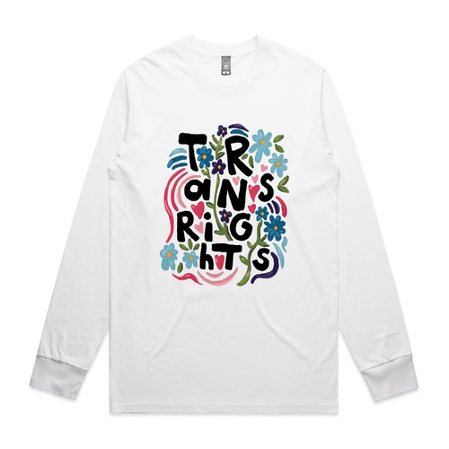 Trans Rights Tee by Lonely Kids Club. All clothing from our T-shirts to our shorts and hoodies are ethically made, and printed packed and shipped from Sydney.