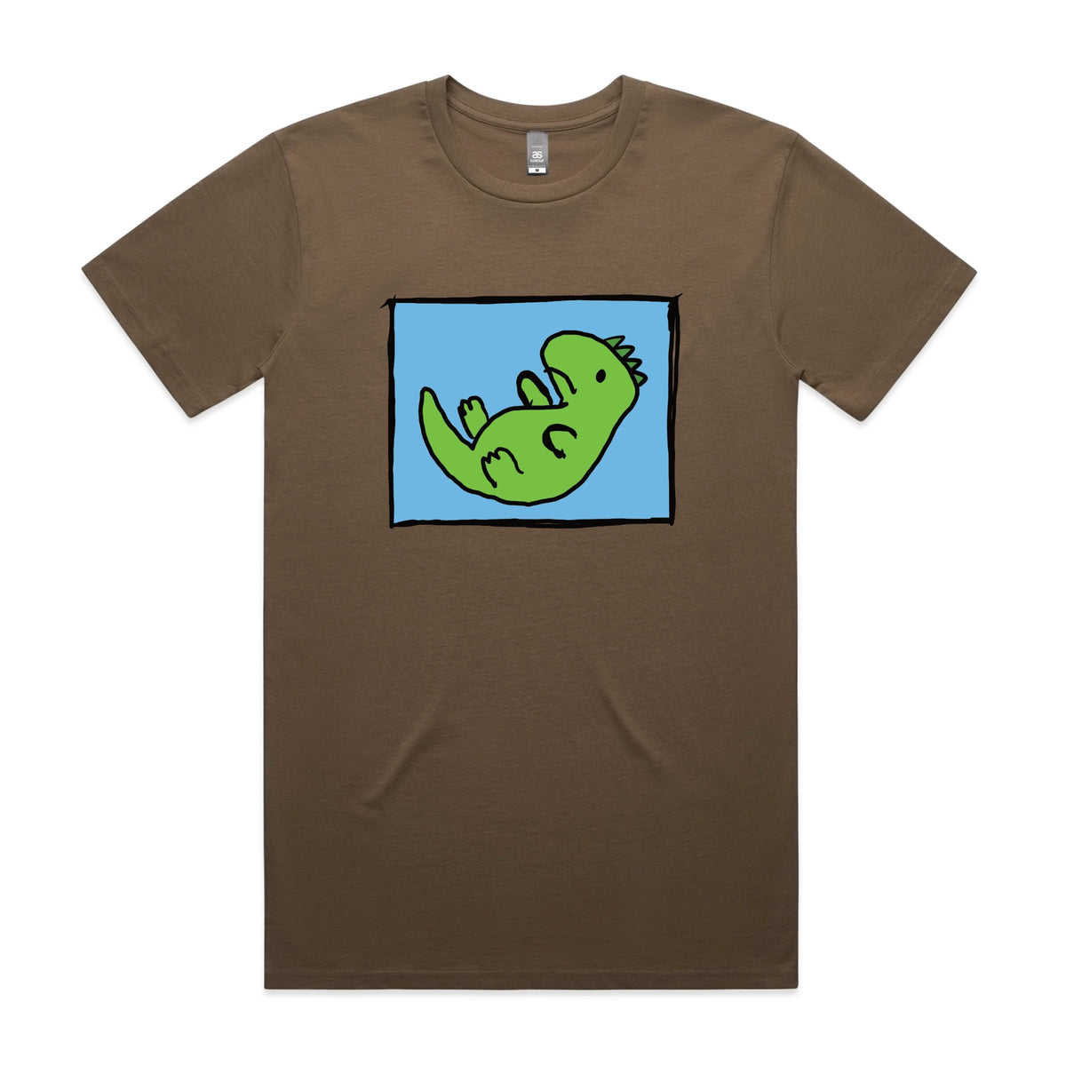Walnut unisex t-shirt with Tyrannosaurus Rekt graphic by Lonely Kids Club