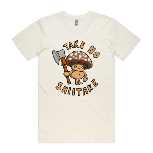 Take No Shiitake Tee by Lonely Kids Club. All clothing from our T-shirts to our shorts and hoodies are ethically made, and printed packed and shipped from Sydney.