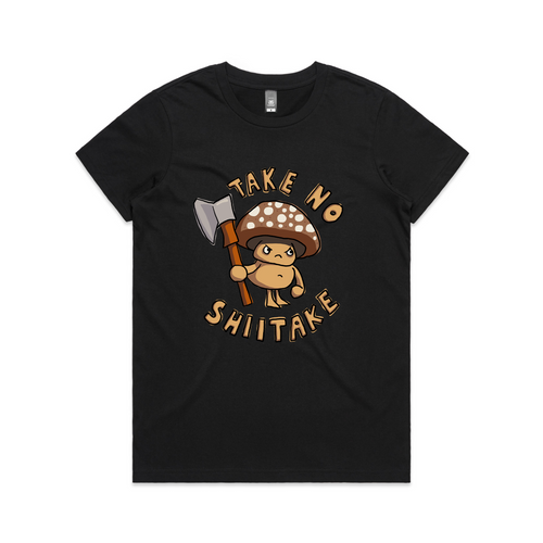 Take No Shiitake Tee by Lonely Kids Club. All clothing from our T-shirts to our shorts and hoodies are ethically made, and printed packed and shipped from Sydney.