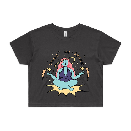 Take Up Space Tee by Lonely Kids Club. All clothing from our T-shirts to our shorts and hoodies are ethically made, and printed packed and shipped from Sydney.