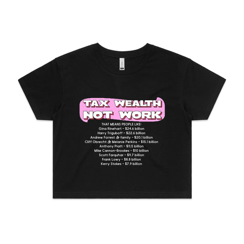 Tax Wealth Tee by Lonely Kids Club. All clothing from our T-shirts to our shorts and hoodies are ethically made, and printed packed and shipped from Sydney.