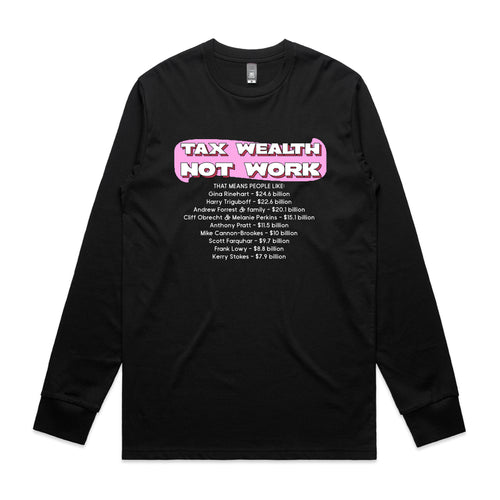 Tax Wealth Tee by Lonely Kids Club. All clothing from our T-shirts to our shorts and hoodies are ethically made, and printed packed and shipped from Sydney.