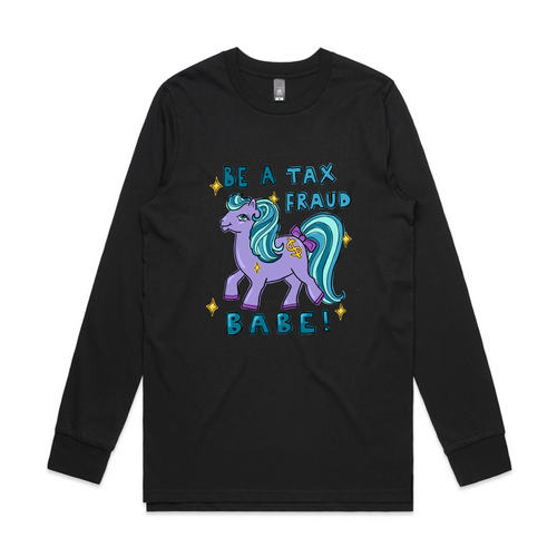 Tax Fraud Babe Tee by Lonely Kids Club. All clothing from our T-shirts to our shorts and hoodies are ethically made, and printed packed and shipped from Sydney.