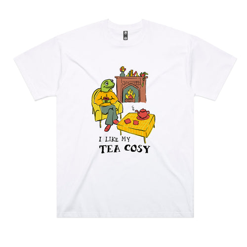 Tea Cosy Tee by Lonely Kids Club. All clothing from our T-shirts to our shorts and hoodies are ethically made, and printed packed and shipped from Sydney.