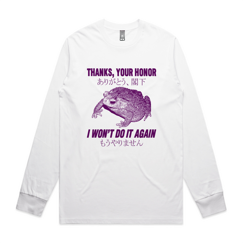 Thanks, Your Honor Tee by Lonely Kids Club. All clothing from our T-shirts to our shorts and hoodies are ethically made, and printed packed and shipped from Sydney.