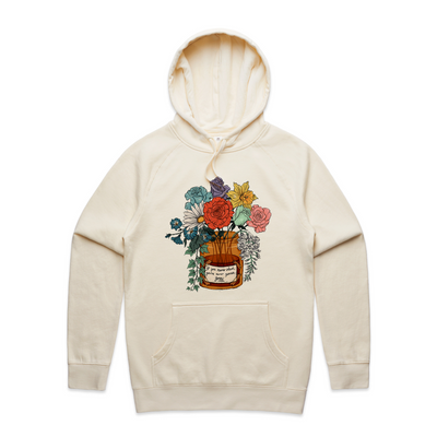 The Eras Bouquet Hoodie by Lonely Kids Club. All clothing from our T-shirts to our shorts and hoodies are ethically made, and printed packed and shipped from Sydney.