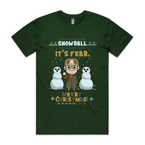 The Greatest Snowball Is Fear Tee by Lonely Kids Club. All clothing from our T-shirts to our shorts and hoodies are ethically made, and printed packed and shipped from Sydney.