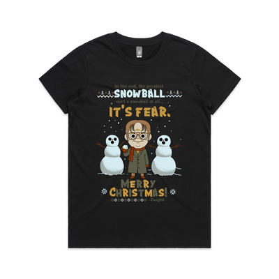 The Greatest Snowball Is Fear Tee by Lonely Kids Club. All clothing from our T-shirts to our shorts and hoodies are ethically made, and printed packed and shipped from Sydney.
