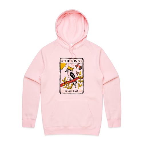 The King Tarot Hoodie by Lonely Kids Club. All clothing from our T-shirts to our shorts and hoodies are ethically made, and printed packed and shipped from Sydney.