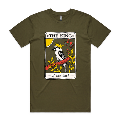 The King Tarot Tee by Lonely Kids Club. All clothing from our T-shirts to our shorts and hoodies are ethically made, and printed packed and shipped from Sydney.