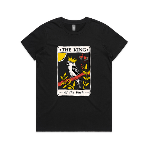 The King Tarot Tee by Lonely Kids Club. All clothing from our T-shirts to our shorts and hoodies are ethically made, and printed packed and shipped from Sydney.