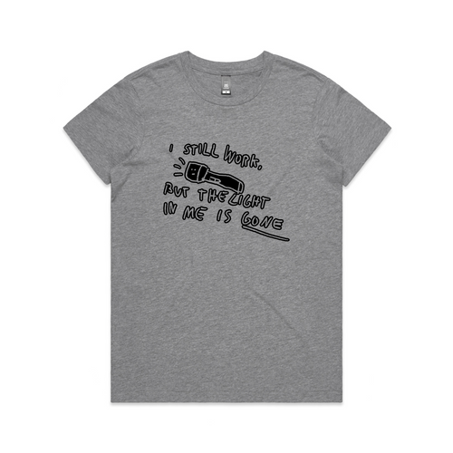 The Light Is Gone Tee by Lonely Kids Club. All clothing from our T-shirts to our shorts and hoodies are ethically made, and printed packed and shipped from Sydney.