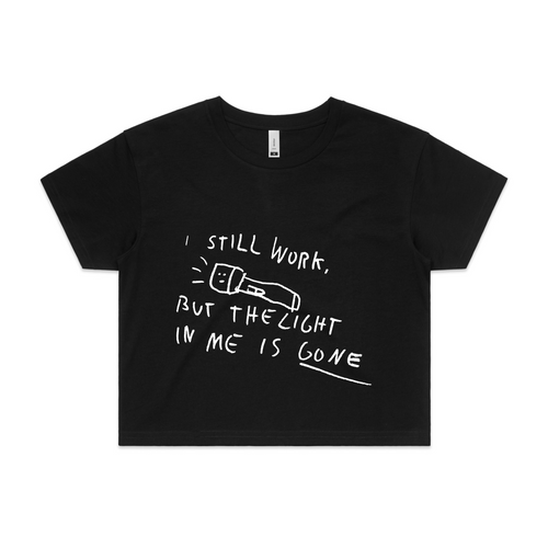 The Light Is Gone Tee by Lonely Kids Club. All clothing from our T-shirts to our shorts and hoodies are ethically made, and printed packed and shipped from Sydney.