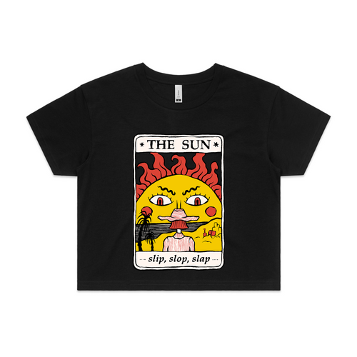 The Sun Tarot Tee by Lonely Kids Club. All clothing from our T-shirts to our shorts and hoodies are ethically made, and printed packed and shipped from Sydney.