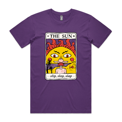 The Sun Tarot Tee by Lonely Kids Club. All clothing from our T-shirts to our shorts and hoodies are ethically made, and printed packed and shipped from Sydney.
