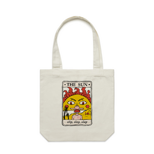 The Sun Tarot Tote by Lonely Kids Club. All clothing from our T-shirts to our shorts and hoodies are ethically made, and printed packed and shipped from Sydney.