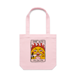 The Sun Tarot Tote by Lonely Kids Club. All clothing from our T-shirts to our shorts and hoodies are ethically made, and printed packed and shipped from Sydney.