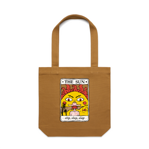 The Sun Tarot Tote by Lonely Kids Club. All clothing from our T-shirts to our shorts and hoodies are ethically made, and printed packed and shipped from Sydney.