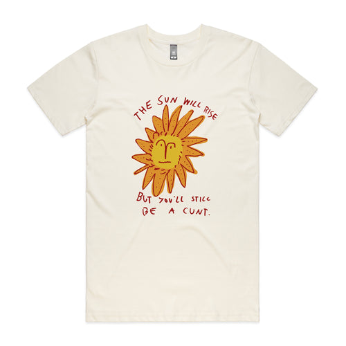 The Sun Will Rise Tee by Lonely Kids Club. All clothing from our T-shirts to our shorts and hoodies are ethically made, and printed packed and shipped from Sydney.