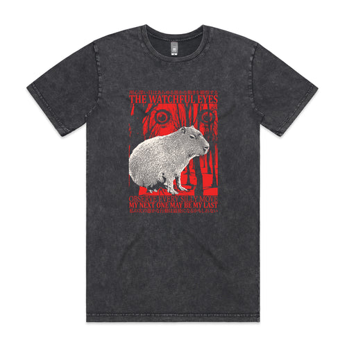 The Watchful Eyes Tee by Lonely Kids Club. All clothing from our T-shirts to our shorts and hoodies are ethically made, and printed packed and shipped from Sydney.