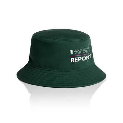 The West Report Bucket Hat by Lonely Kids Club. All clothing from our T-shirts to our shorts and hoodies are ethically made, and printed packed and shipped from Sydney.