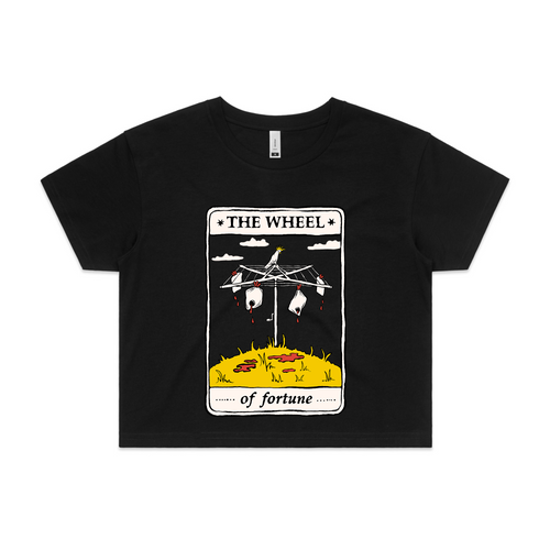 The Wheel Tarot Tee by Lonely Kids Club. All clothing from our T-shirts to our shorts and hoodies are ethically made, and printed packed and shipped from Sydney.