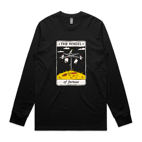 The Wheel Tarot Tee by Lonely Kids Club. All clothing from our T-shirts to our shorts and hoodies are ethically made, and printed packed and shipped from Sydney.