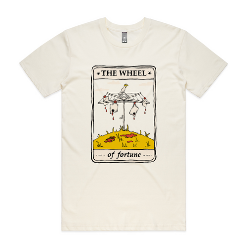 The Wheel Tarot Tee by Lonely Kids Club. All clothing from our T-shirts to our shorts and hoodies are ethically made, and printed packed and shipped from Sydney.