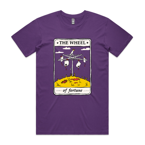 The Wheel Tarot Tee by Lonely Kids Club. All clothing from our T-shirts to our shorts and hoodies are ethically made, and printed packed and shipped from Sydney.
