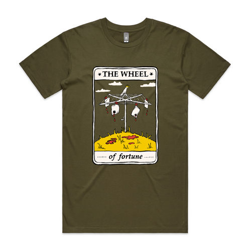 The Wheel Tarot Tee by Lonely Kids Club. All clothing from our T-shirts to our shorts and hoodies are ethically made, and printed packed and shipped from Sydney.