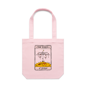The Wheel Tarot Tote by Lonely Kids Club. All clothing from our T-shirts to our shorts and hoodies are ethically made, and printed packed and shipped from Sydney.