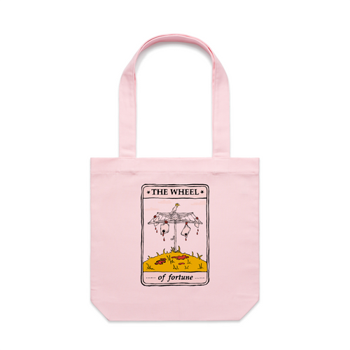 The Wheel Tarot Tote by Lonely Kids Club. All clothing from our T-shirts to our shorts and hoodies are ethically made, and printed packed and shipped from Sydney.