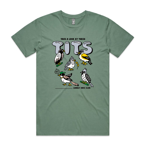 These Tits Tee by Lonely Kids Club. All clothing from our T-shirts to our shorts and hoodies are ethically made, and printed packed and shipped from Sydney.