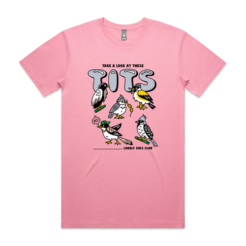 These Tits Tee by Lonely Kids Club. All clothing from our T-shirts to our shorts and hoodies are ethically made, and printed packed and shipped from Sydney.