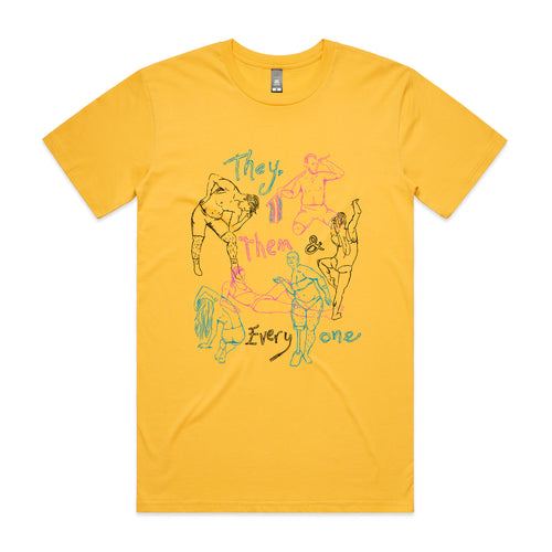 They, Them & Everyone Tee by Lonely Kids Club. All clothing from our T-shirts to our shorts and hoodies are ethically made, and printed packed and shipped from Sydney.