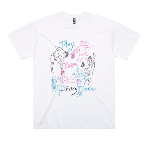 They, Them & Everyone Tee by Lonely Kids Club. All clothing from our T-shirts to our shorts and hoodies are ethically made, and printed packed and shipped from Sydney.