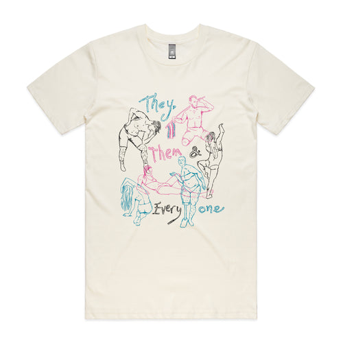 They, Them & Everyone Tee by Lonely Kids Club. All clothing from our T-shirts to our shorts and hoodies are ethically made, and printed packed and shipped from Sydney.