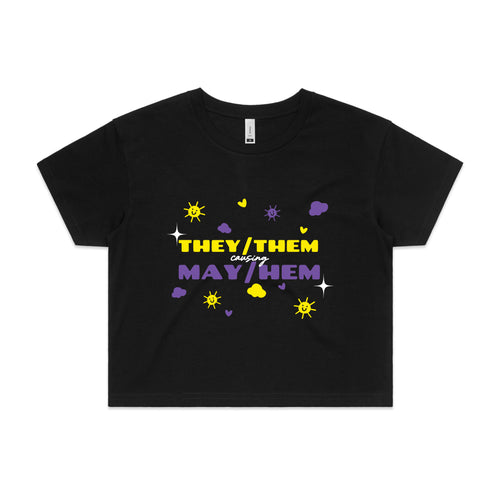 They/Them May/Hem Tee by Lonely Kids Club. All clothing from our T-shirts to our shorts and hoodies are ethically made, and printed packed and shipped from Sydney.