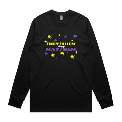 They/Them May/Hem Tee by Lonely Kids Club. All clothing from our T-shirts to our shorts and hoodies are ethically made, and printed packed and shipped from Sydney.